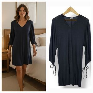 La Perla Studio Modal Jersey Knit Nightgown Sleep Dress in Navy Blue Size 40/Med